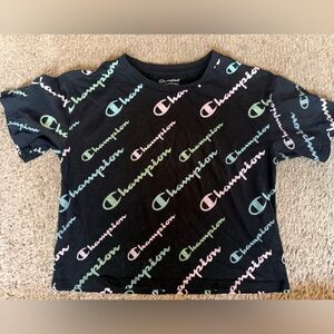 Champion Black Tee with Colorful Logo